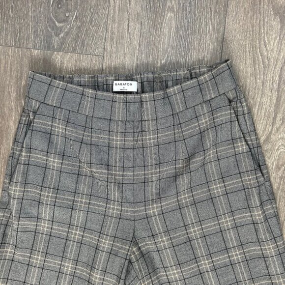 Aritzia Babaton Conan Pant Plaid Trouser Straight Leg High Waist Pleated Gray - Picture 6 of 16